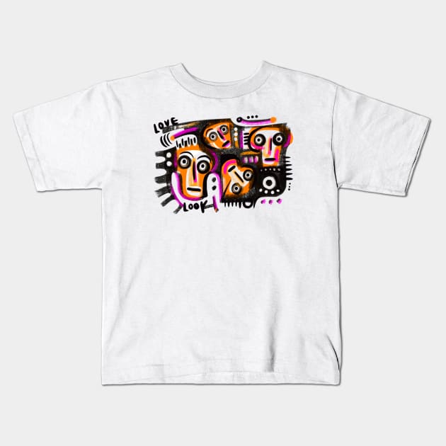 Faces Kids T-Shirt by Daria Kusto